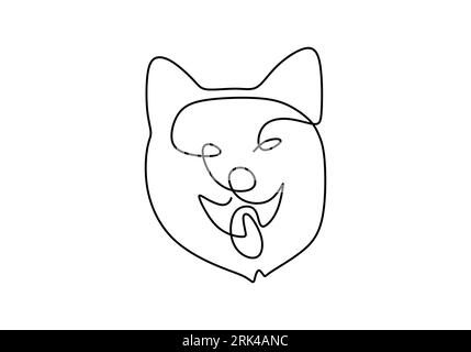 Eine durchgehende einzelne Linie des DO-Kopfes für den internationalen Tag des Hundes isoliert auf weißem Hintergrund. Stock Vektor