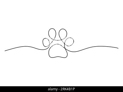 Eine durchgehende einzelne Linie von Cat Footprint für den internationalen Katzentag isoliert auf weißem Hintergrund. Stock Vektor