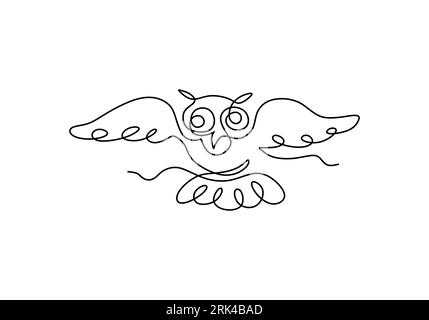Eine durchgehende einzelne Linie fliegender Eulen für den internationalen Eulenbewusstseinstag isoliert auf weißem Hintergrund. Stock Vektor