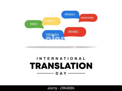 International translation day background banner poster with word languages on september 30. Stock Vector