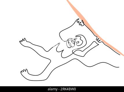 One continuous single line of hanging orangutan for international orangutan day isolated on white background. Stock Vektor