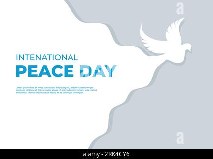 International peace day background on September 21 with white pigeon. Stock Vector