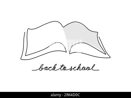 One continuous single line hand drawn of opened book for back to school theme isolated on white background. Stock Vector