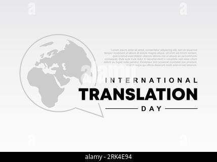 Internationales Hintergrundbanner-Poster am Tag der Übersetzung mit Erdkarte am 30. september. Stock Vektor