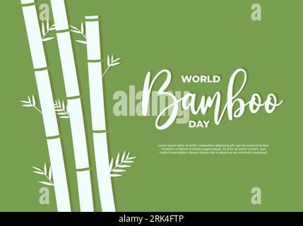World bamboo day background banner poster with white bamboo on september 18 th. Stock Vector