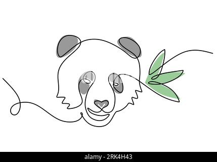 Eine durchgehende einzelne Linie des Internationalen roten Panda-Tages mit Bambus isoliert auf weißem Hintergrund. Stock Vektor