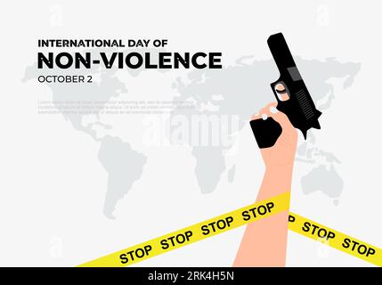 Internationaler Tag der Gewaltlosigkeit Hintergrund am 2. oktober. Stock Vektor