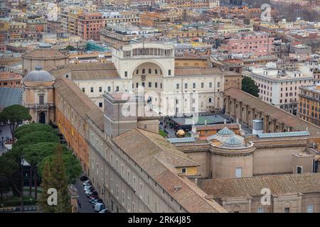 ROME, VATICAN - MARTH 9, 2023: This is a view of the Apostolic Palace and the Court of Pine from the height of St. Peter's Basilica. Stock Photo