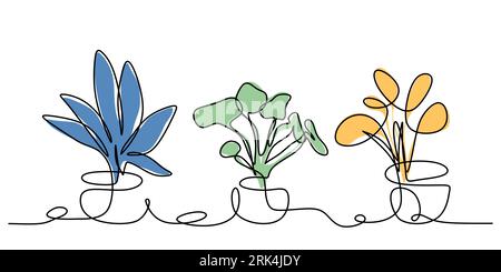 One line of three floral isolated on white background. Hand drawing continuous line minimalism. Stock Vektor