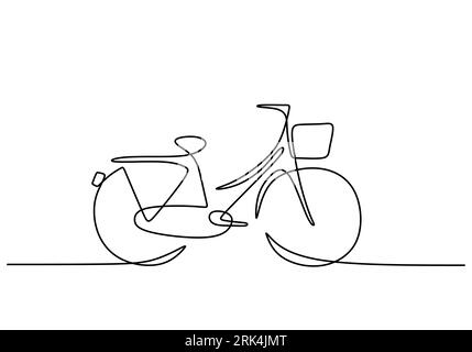 One continuous single line of world car free day with cute bicycle. Stock Vector