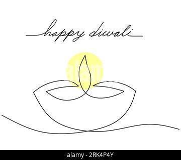 One line of big candle isolated on white background. Hand drawing single continuous line. Stock Vektor