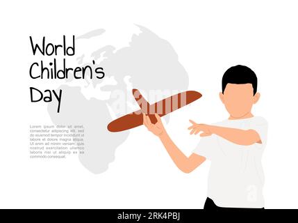 World children day background with child play kite. Stock Vector