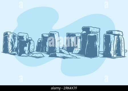 Hand drawn of ancient history building of stonehenge. Stock Vector