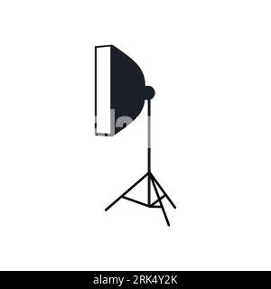 Lampe als Ausrüstung für Streamer und Blogger isoliert auf weißem Hintergrund. Stock Vektor