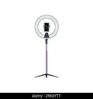 Lampe als Ausrüstung für Streamer und Blogger isoliert auf weißem Hintergrund. Stock Vektor