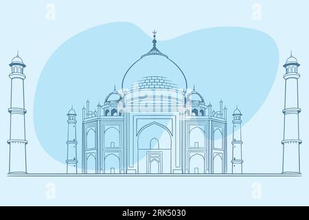 Handgemalt vom historischen Gebäude des taj mahal. Stock Vektor