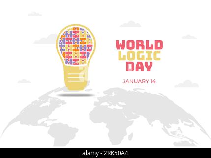 Weltlogiktag-Bannerposter isoliert auf weißem Hintergrund, gefeiert am 14. Januar. Stock Vektor