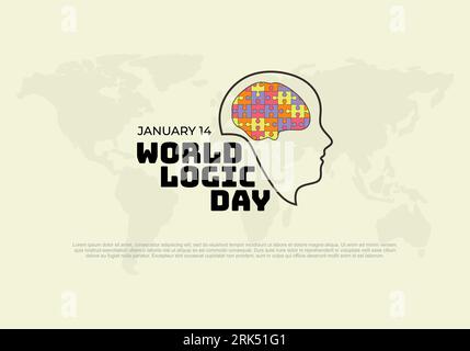 Weltlogiktag-Bannerposter isoliert auf weißem Hintergrund, gefeiert am 14. Januar. Stock Vektor