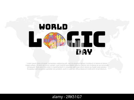 Weltlogiktag-Bannerposter isoliert auf weißem Hintergrund, gefeiert am 14. Januar. Stock Vektor