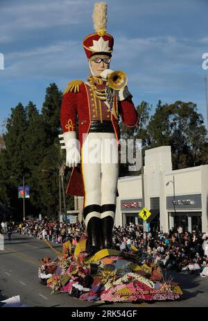 Bildnummer: 53693639 Datum: 01.01.2010 Copyright: imago/Xinhua (100102) -- PASADENA, 2. Januar 2010 (Xinhua) -- The Float of Big Bugler nimmt an der New Year s Day Rose Parade in Pasadena, Kalifornien, USA, am 1. Januar 2010 Teil. Die 121. Traditionelle Silvesterparade fand am Freitag in Pasadena statt. (Xinhua/Qi Heng) (zcc) (3)US-CALIFORNIA-121ST ROSE Parade PUBLICATIONxNOTxINxCHN Neujahr Neujahrsparade Rosenparade kbdig xng 2010 hoch premiumd o0 Figur, Wagen Bildnummer 53693639 Datum 01 01 2010 Copyright Imago XINHUA Pasadena Jan 2 2010 XINHUA The Float of Big Bugler Atte Stockfoto