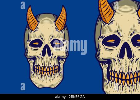 skull head with horn vector illustration Stock Vektor