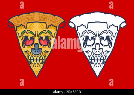 pizza skull head vector illustration Stock Vector