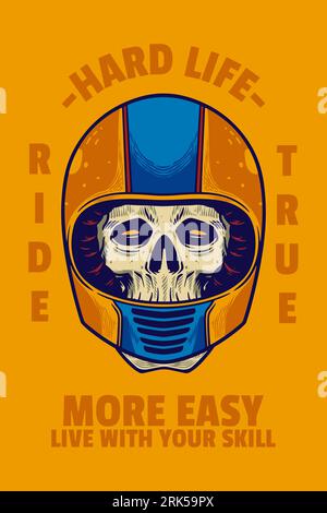 Skull Head Wear Helm Card Poster Vektor Illustration Stock Vektor