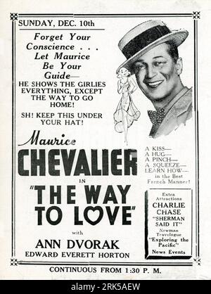 US Ad Block für MAURICE CHEVALIER und ANN DVORAK in THE WAY TO LOVE 1933 Regisseur NORMAN TAUROG Paramount Pictures Stockfoto