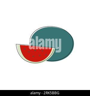 Watermelon hand drawn. Abstract shape fruit inspiration. Vector illustration, flat design Stock Vektor