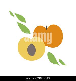 Pfirsiche von Hand gezeichnet. Abstrakte Form Frucht Inspiration. Vektorillustration, flache Ausführung Stock Vektor