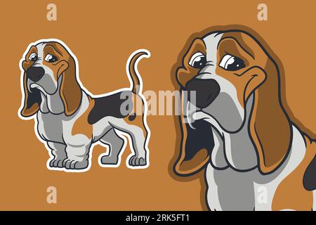 basset Hund Hund Vektor Illustration Cartoon-Stil Stock Vektor