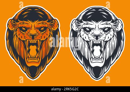 Löwenkopf Maskottchen Vektor Illustration Cartoon Stil Stock Vektor