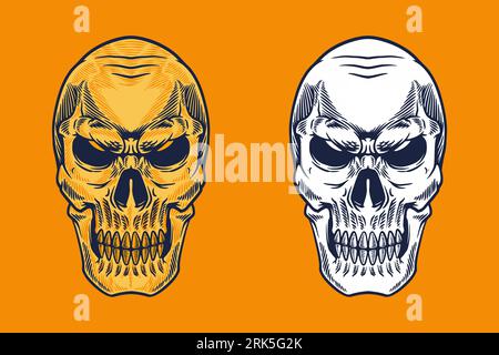 Gelber Schädel Kopf Maskottchen Vektor Illustration Cartoon Stil Stock Vektor