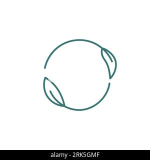 Von Hand gezeichnetes Umrisssymbol mit Blättern recyceln. Konzept der nachhaltigen Entwicklung, Vermeidung von Abfall, Verringerung, Wiederverwendung und Recycling. Vektorillustration, Flat Desi Stock Vektor