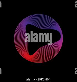 Kreis der Schallwellen. Neonfarbene, runde Musikwelle für Equalizer. Radiale Schallwellenkurve mit Lichtpartikeln. Clipart der farbigen Radiofrequenz Stock Vektor