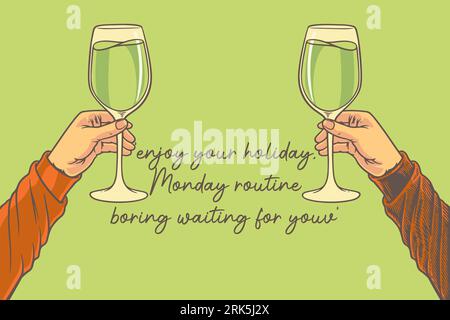 two hands holding drinks motivation concept vector illustration Stock Vektor