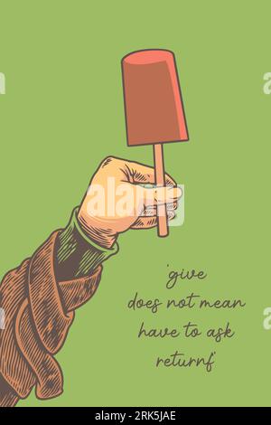 Hand-Halten-Eis-Motivationskonzept-Vektorillustration Stock Vektor