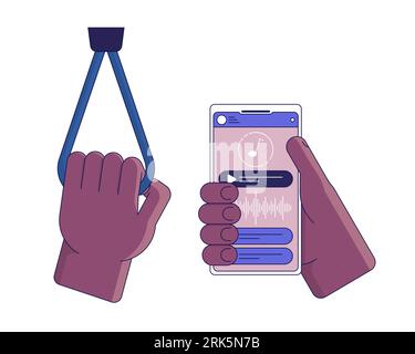 Halten von Smartphone-Konzeptvektor-Spot-Illustration mit flacher Linie Stock Vektor