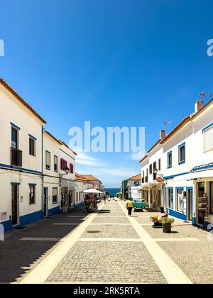 A view of Porto Covo, a civil parish in the municipality of Sines, located along the western Alentejo coast of Portugal Stock Photo