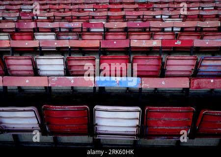 A view of seating inside the County Ground, Swindon during the EFL Trophy group stage match at The County Ground, Swindon. Picture date: Tuesday August 22, 2023. Stock Photo