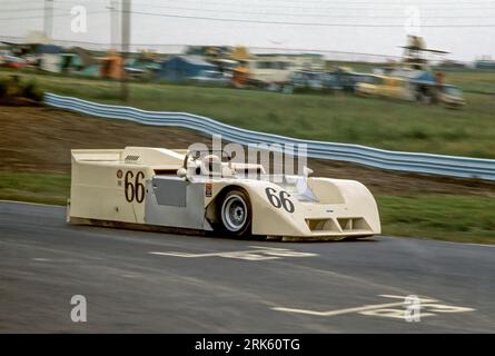 Jackie Stewart fuhr Jim Hall's Chaparral 2J Can am Rennwagen, auch als „Sucker Car“ bezeichnet, bei der Watkins Glen Can am 1970, startete auf Platz 3, DNF Stockfoto