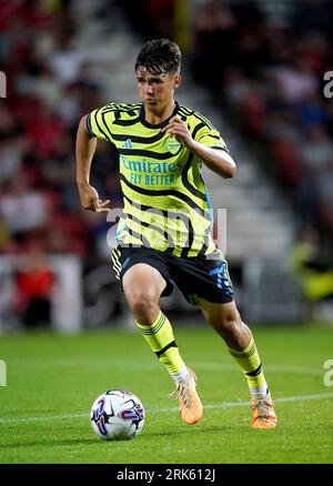 James Sweet von Arsenal U21 während des Gruppenspiels der EFL Trophy im County Ground, Swindon. Bilddatum: Dienstag, 22. August 2023. Stockfoto