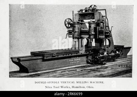 Double Spindle Vertical Milling Machine Niles Tool Works, Hamilton, Ohio. from the Article MODERN MACHINE-SHOP ECONOMICS. By Horace L. Arnold. From The Engineering Magazine DEVOTED TO INDUSTRIAL PROGRESS Volume XI October 1896 NEW YORK The Engineering Magazine Co Stock Photo