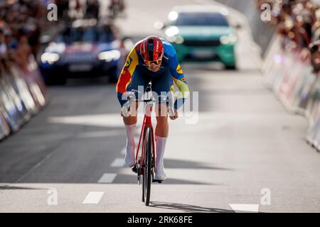 St. Wendel, Germany. 23rd Aug, 2023. Cycling: Tour of Germany, St. Wendel (2.30 km), prologue (individual time trial). Mads Pedersen (Denmark) of Team Lidl-Trek is on the course. Credit: Alexander Neis/Eibner-Pressefoto/dpa/Alamy Live News Stock Photo