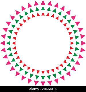 Dreieckiger, farblicher Kreis mit Kegel. Grafikdesign für festivalfeiern. Auf weißem Hintergrund Stock Vektor