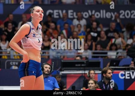 Turin, Italien. August 2023. Marina Lubian von Italien während der letzten Runde 8 des CEV Eurovolley 2023 zwischen Italien und Kroatien in Turin. Die italienische Nationalmannschaft besiegt Kroatien mit einem Punktestand von 3 - Credit: SOPA Images Limited/Alamy Live News Stockfoto