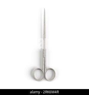 Ein 3D-Rendering von Metallscheren, isoliert auf weißem Hintergrund Stockfoto