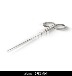 Ein 3D-Rendering von Metallscheren, isoliert auf weißem Hintergrund Stockfoto