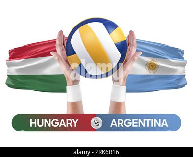 Ungarn gegen Argentinien Nationalmannschaften Volleyball Volleyball Volleyball Match Competition Concept. Stockfoto