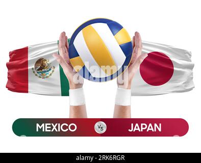 Mexiko gegen Japan Nationalmannschaften Volleyball Volleyball Volleyball Match Competition Concept. Stockfoto